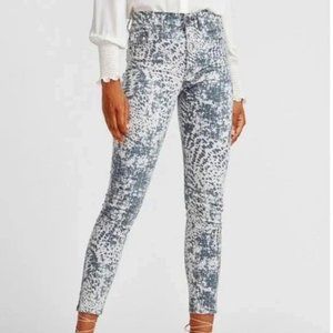 Express Animal Print Olive Green Skinny High Rise Ankle Length Jean SZ 4R